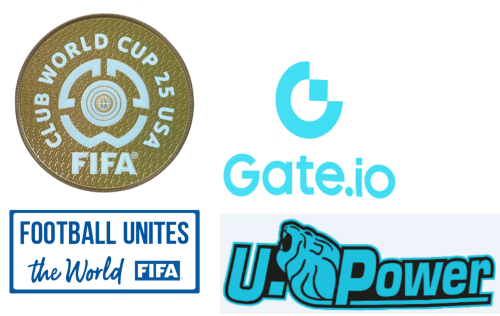 Club World Cup 25 USA Badge & FOOTBALL UNITES the world (White) Badge & 25/26 U.Power (home) & Gate.io (home)