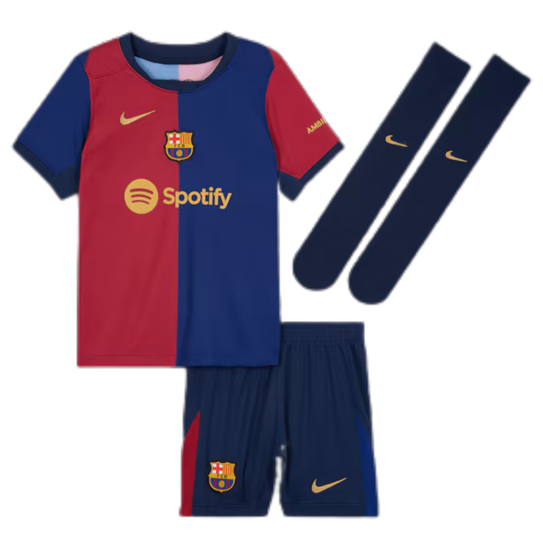 Kids Barcelona Home Full Kit — Barcelona Kids Jersey Kit 2024/25