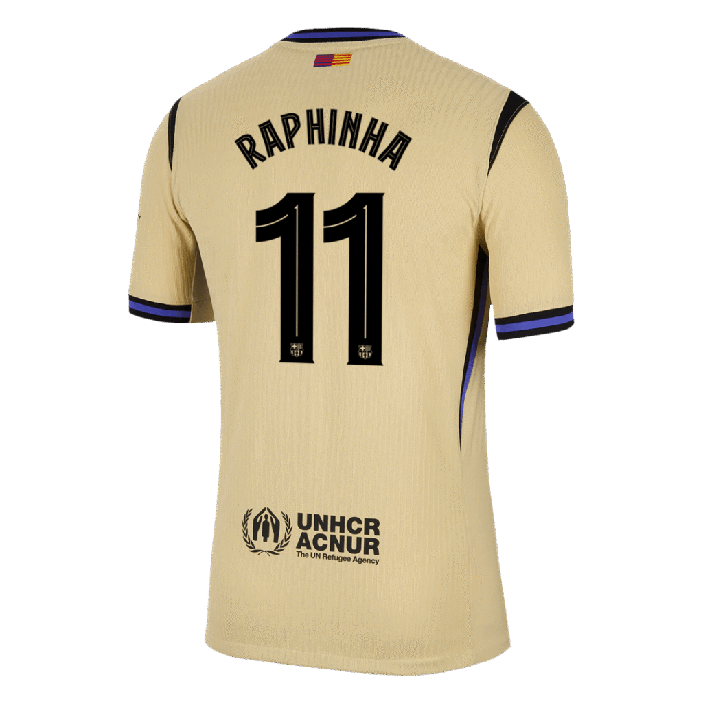 RAPHINHA #11 Barcelona Away Match Jersey Player Version 2025/26 – UCL - Cancha Kits