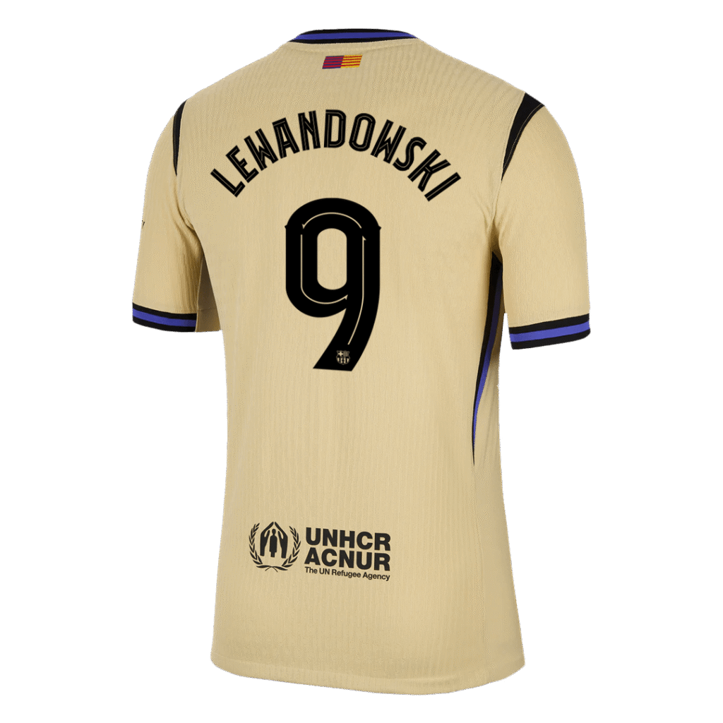 LEWANDOWSKI #9 Barcelona Away Match Jersey Player Version 2025/26 – UCL - Cancha Kits