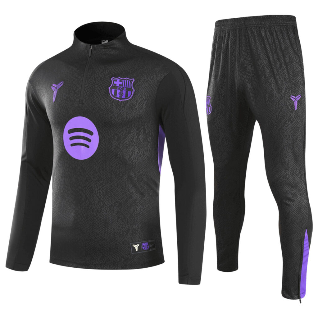 Barcelona Zipper Sweatshirt Kit(Top+Pants) Black 2025/26 - Cancha Kits