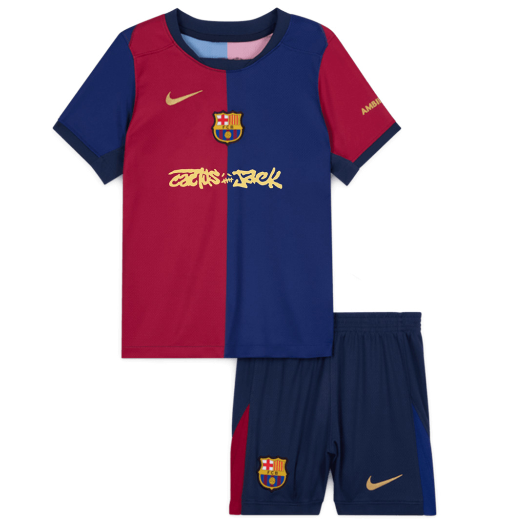 Kids Barcelona x Travis Scott Cactus Jack Home Kit — Barcelona Kids Jersey Kit 2024/25