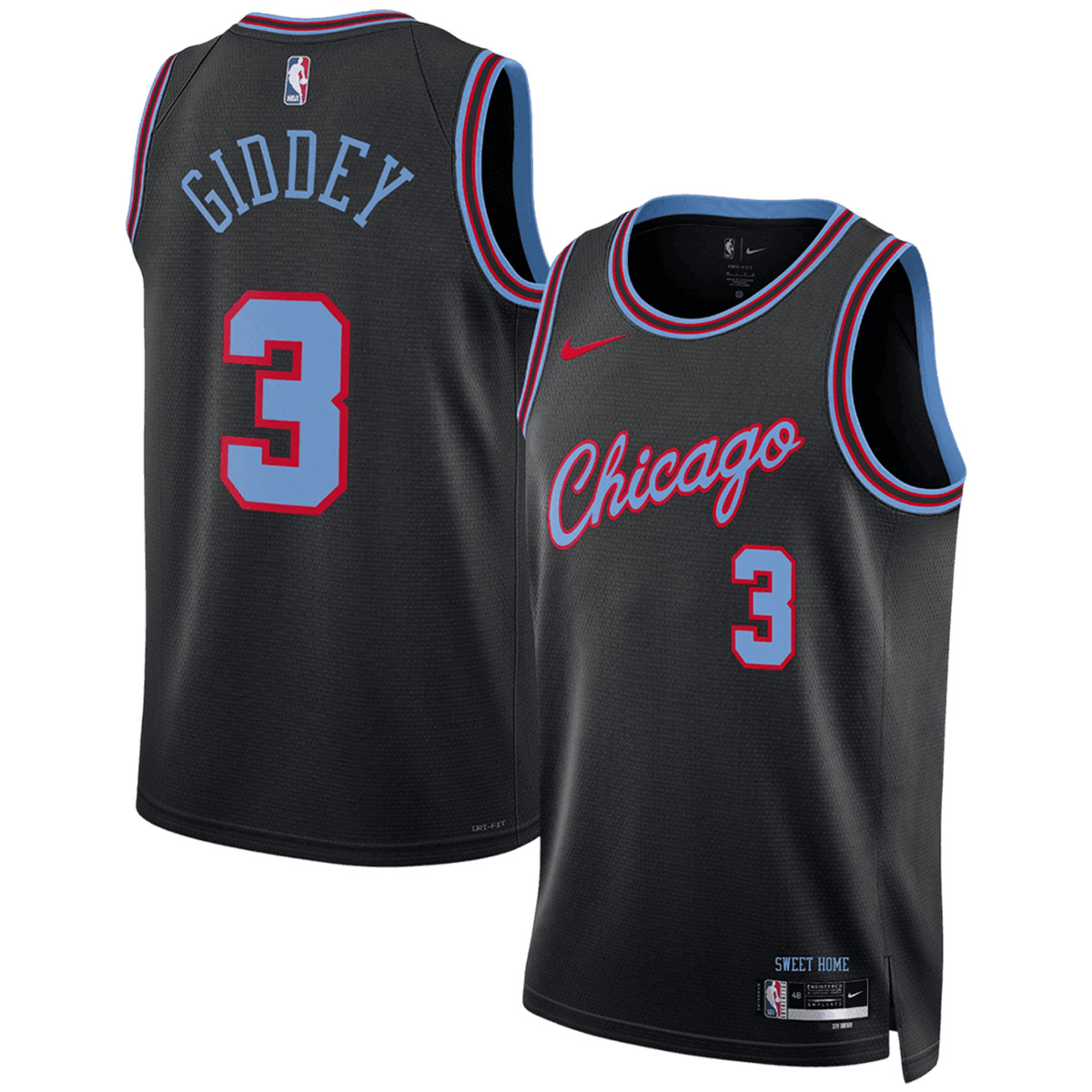 Unisex New York Knicks GIDDEY #3 Black Swingman Jersey 2025/26 - City Edition