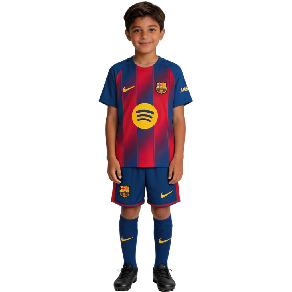 Kids Barcelona Home Jersey Full Kit 2025/26 - Cancha Kits