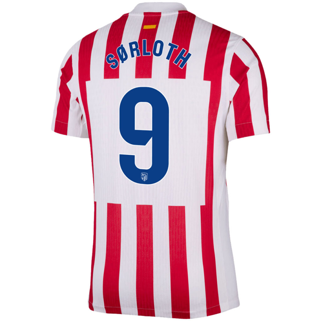 SØRLOTH #9 Atletico Madrid Home Match Jersey Player Version 2025/26 - Cancha Kits