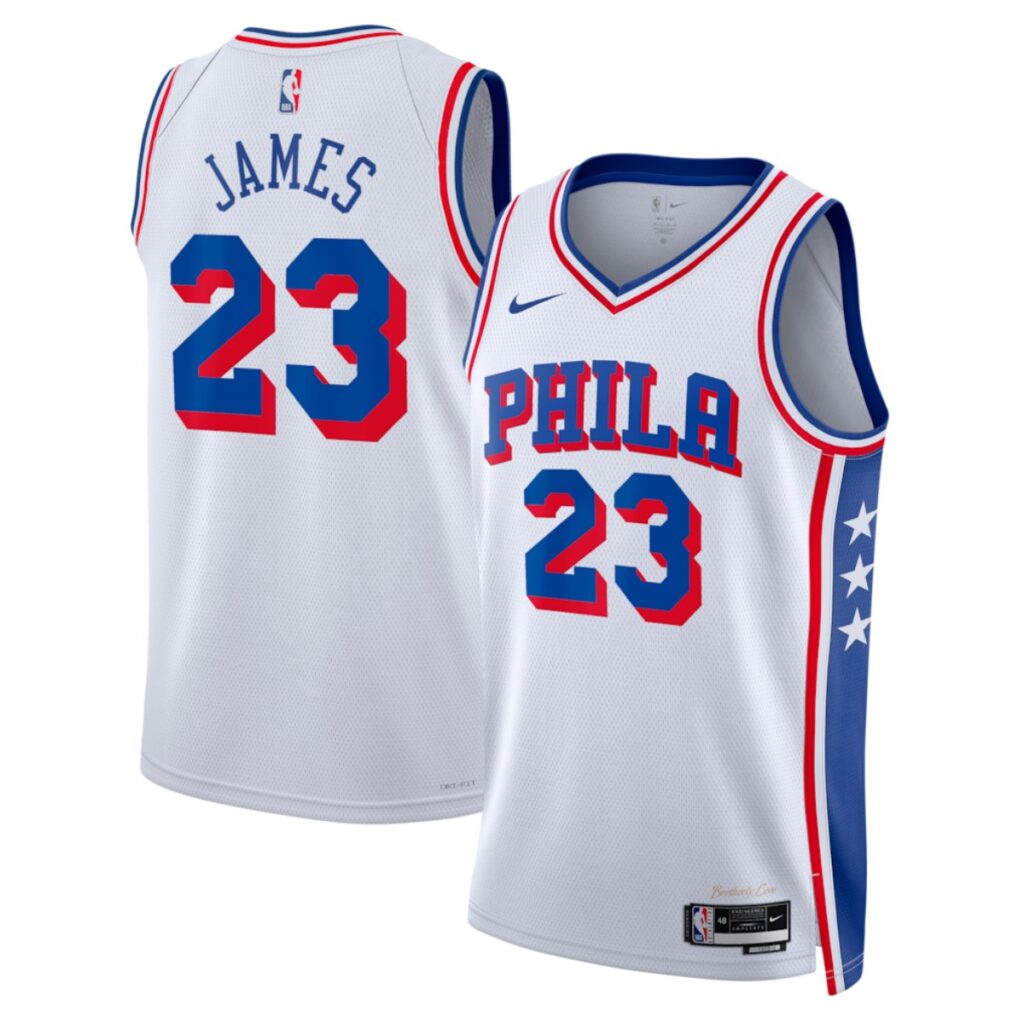Unisex Philadelphia 76ers Lebron James #23 White Swingman Jersey – Association Edition - Cancha Kits
