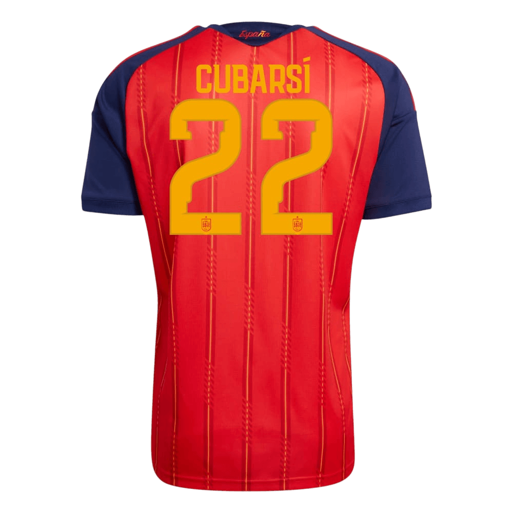 CUBARSÍ #22 Spain Home Winners 2 Star Match Jersey Player Version 2026 (back view)