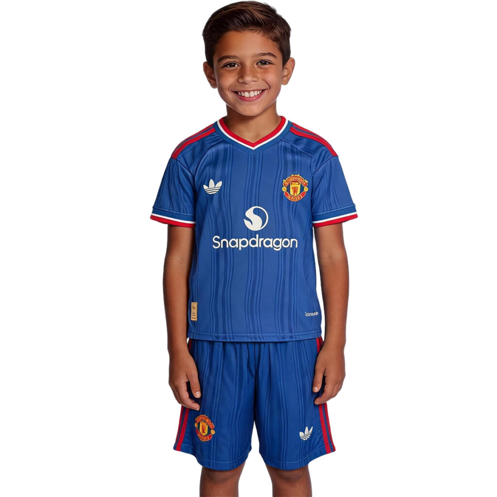 Kids Manchester United Away Match Jersey Kit Player Version 2026/27 - Cancha Kits
