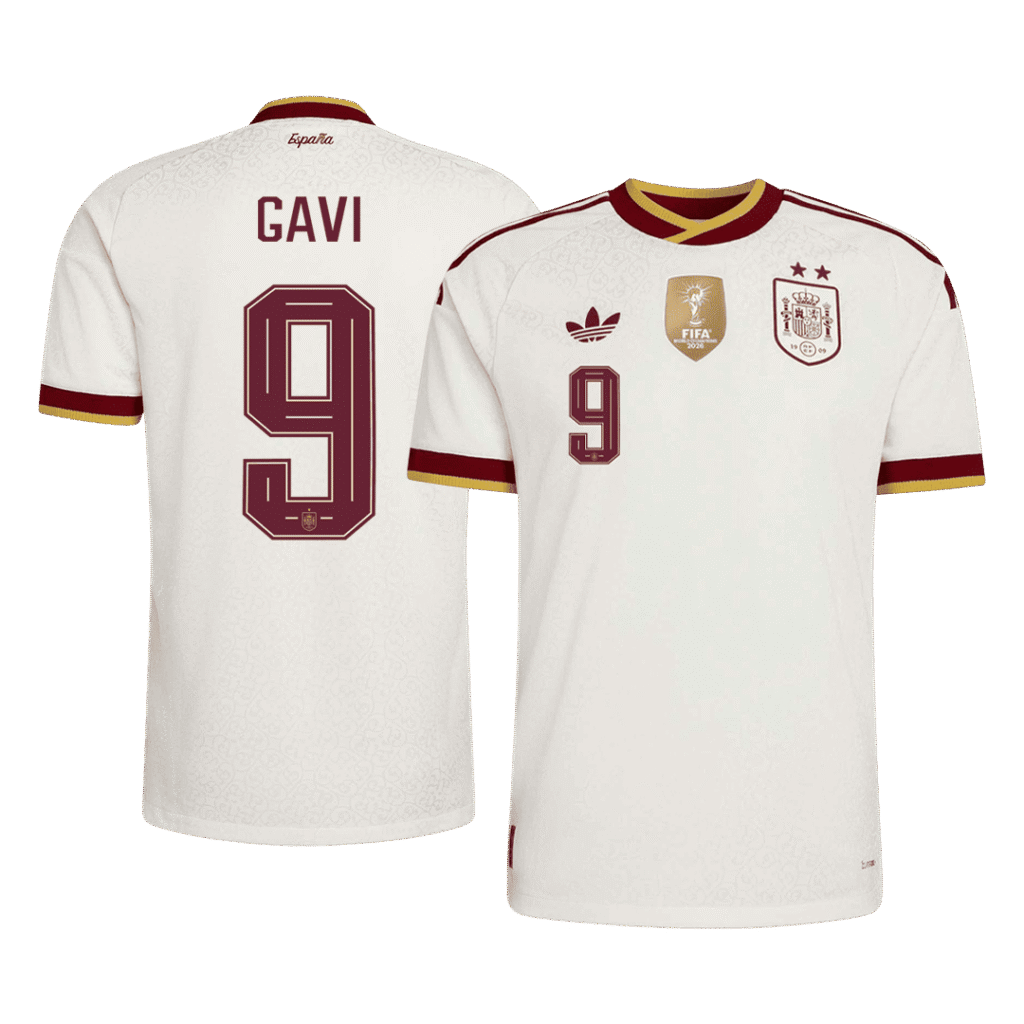 GAVI #9 Spain Away 2 Star Match Jersey Player Version 2026 - Cancha Kits