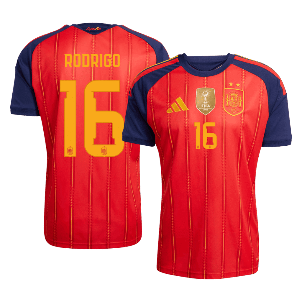 RODRIGO #16 Spain Home Winners 2 Star Match Jersey Player Version 2026 - Cancha Kits
