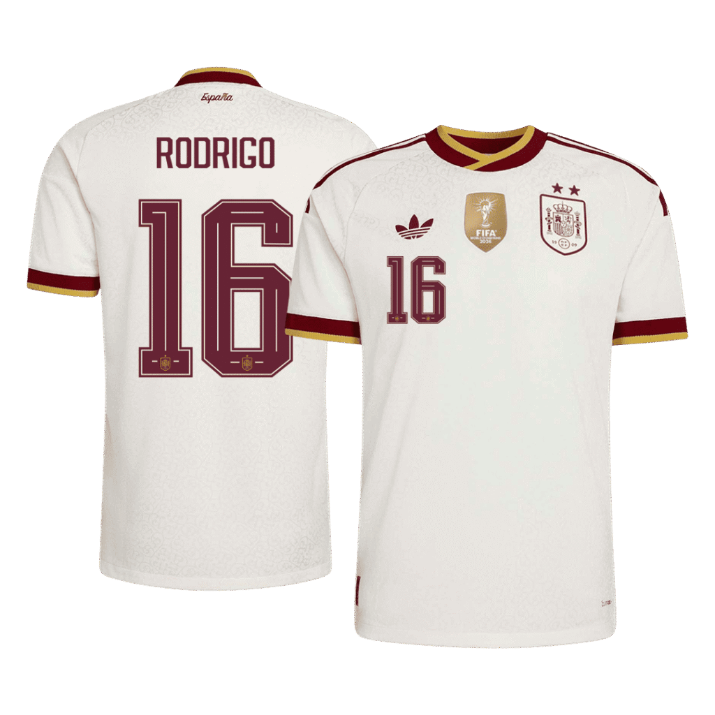 RODRIGO #16 Spain Away 2 Star Match Jersey Player Version 2026 - Cancha Kits