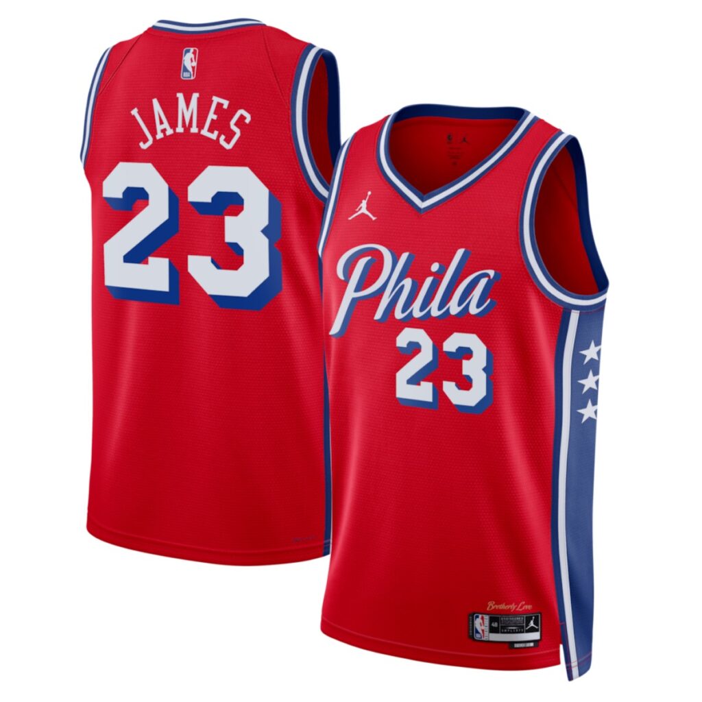 Unisex Philadelphia 76ers Lebron James #23 Red Swingman Jersey – Statement Edition - Cancha Kits