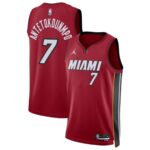 Unisex Miami Heat Giannis Antetokounmpo #7 Red Swingman Jersey – Statement Edition