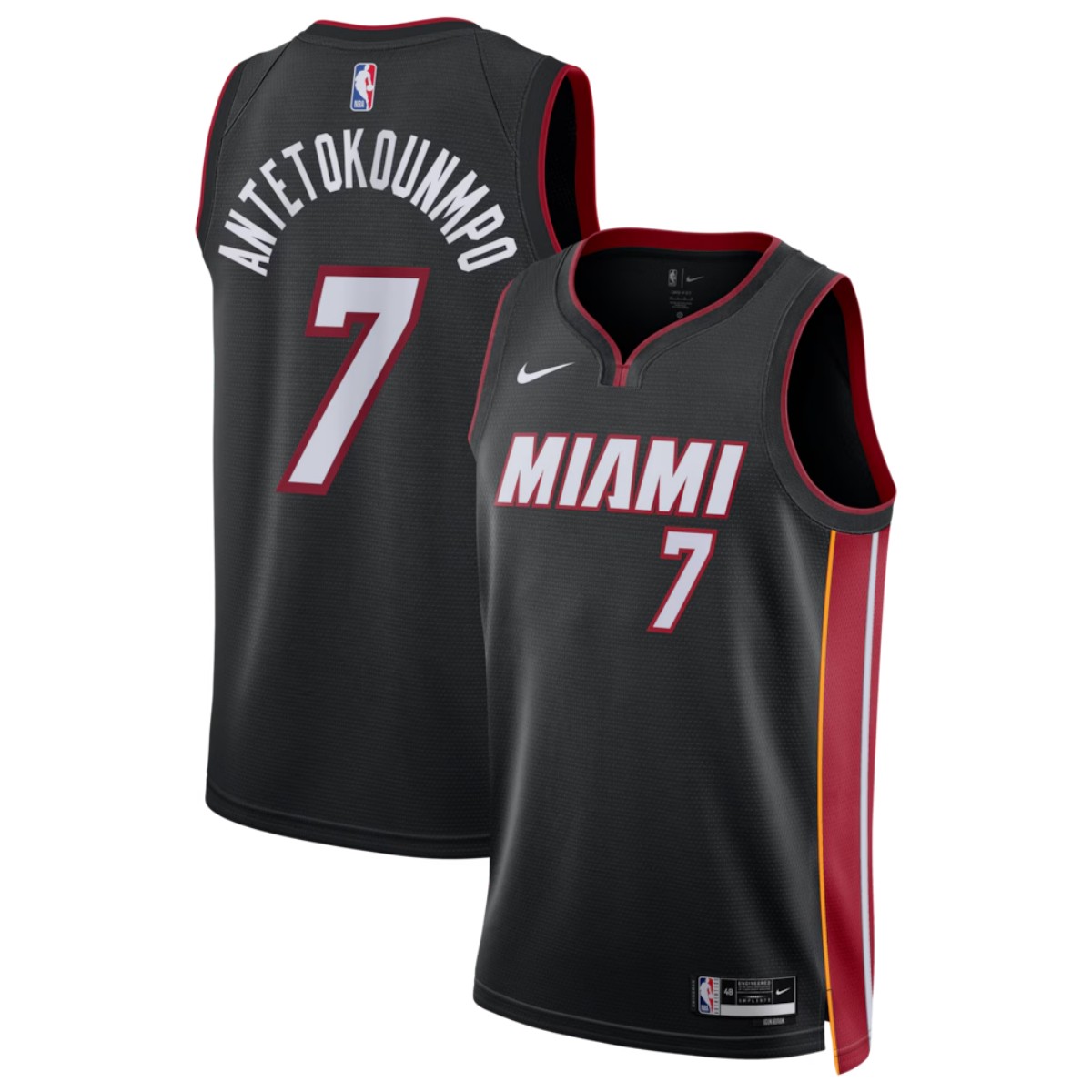 Unisex Miami Heat Giannis Antetokounmpo #7 Black Swingman Jersey - Icon Edition