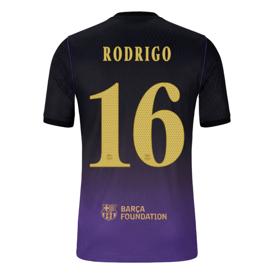 RODRIGO #16 Barcelona Away Match Jersey Player Version 2026/27 (back view)