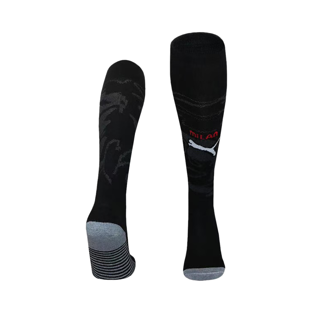 Kids AC Milan Home Soccer Socks – Black 2025/26 - Cancha Kits