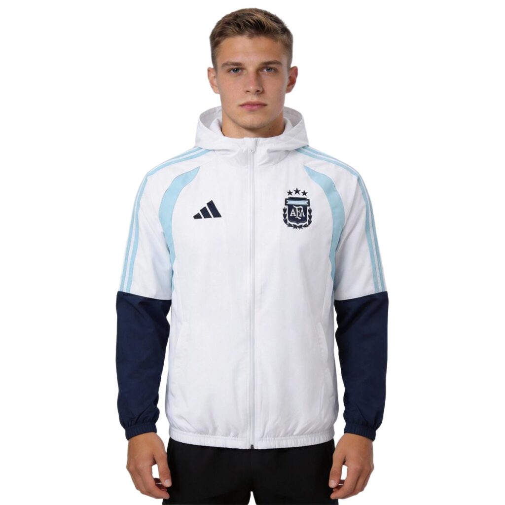 Argentina Windbreaker Hoodie Jacket White 2026 - Cancha Kits