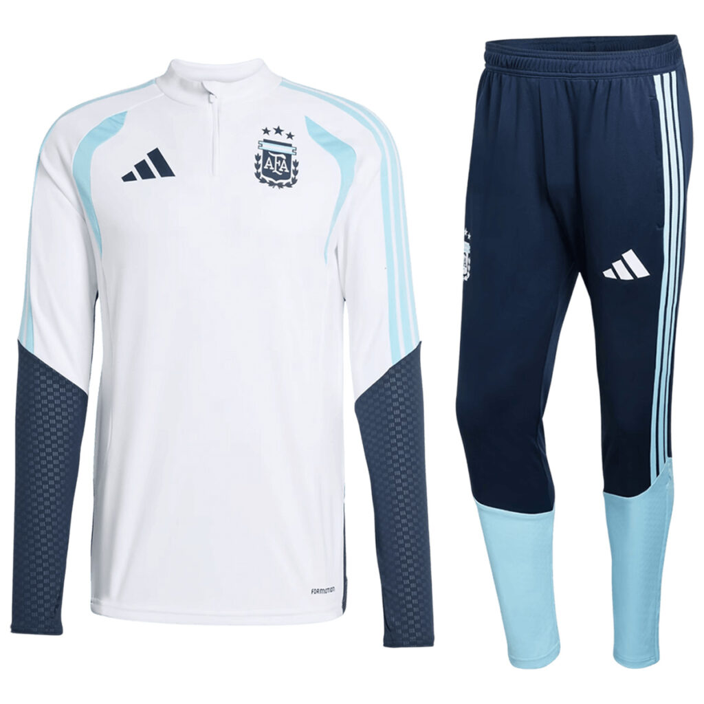 Argentina Zipper Sweatshirt Kit(Top+Pants) White 2026 - Cancha Kits