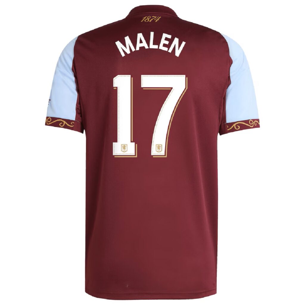 MALEN #17 Aston Villa Home Jersey 2025/26 – Cup Font - Cancha Kits