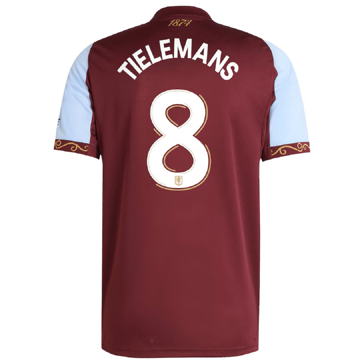 TIELEMANS #8 Aston Villa Home Jersey 2025/26 - Cup Font — Aston Villa Home 2025/26