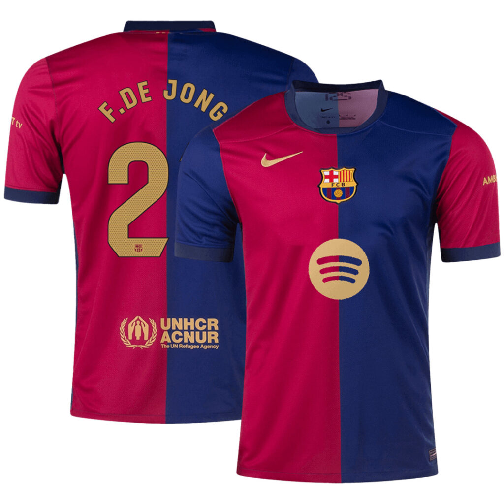 F.DE JONG #21 Barcelona Home Spotify Logo Without Text Jersey - Cancha Kits
