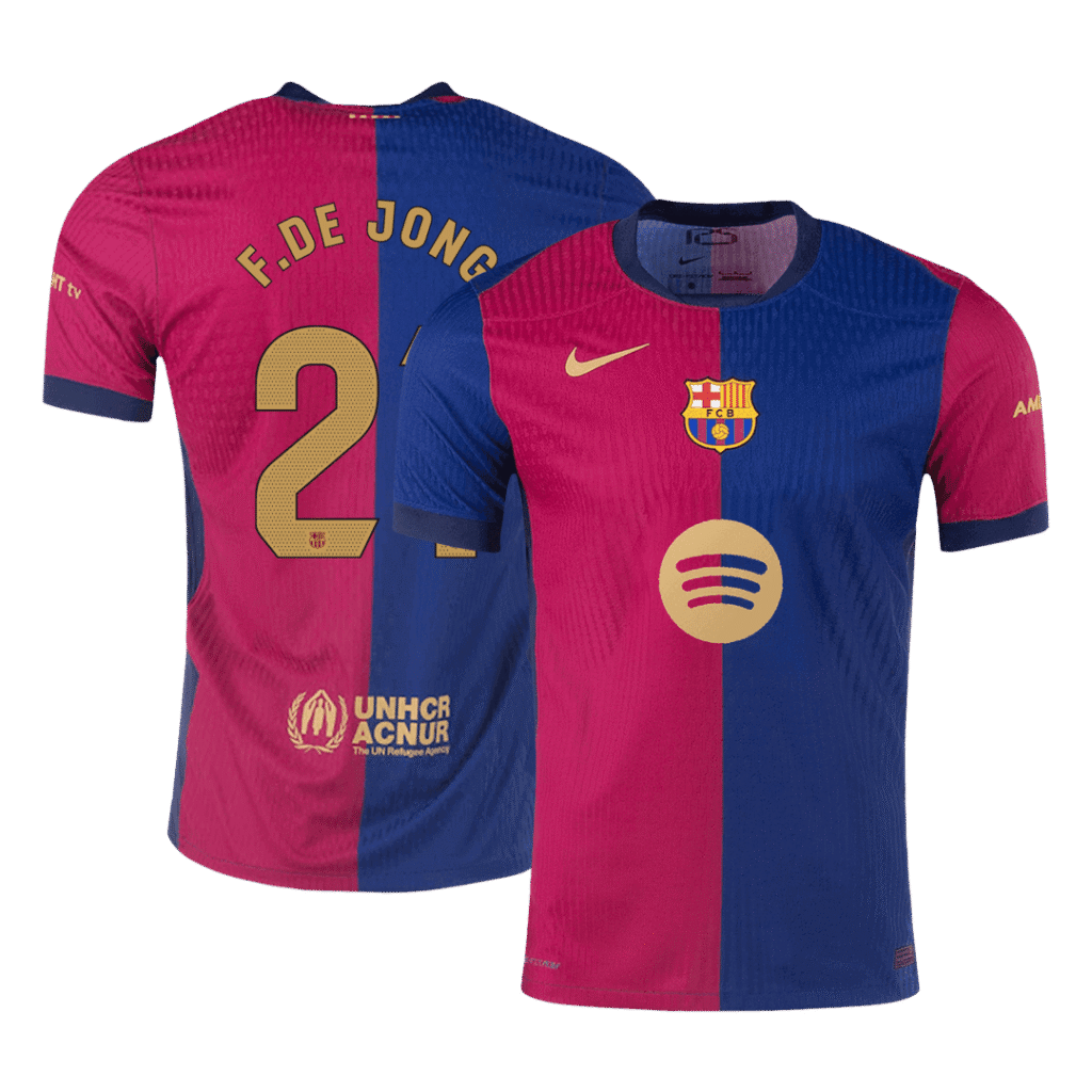 F.DE JONG #21 Barcelona Home Spotify Logo Without Text Match Jersey - Cancha Kits