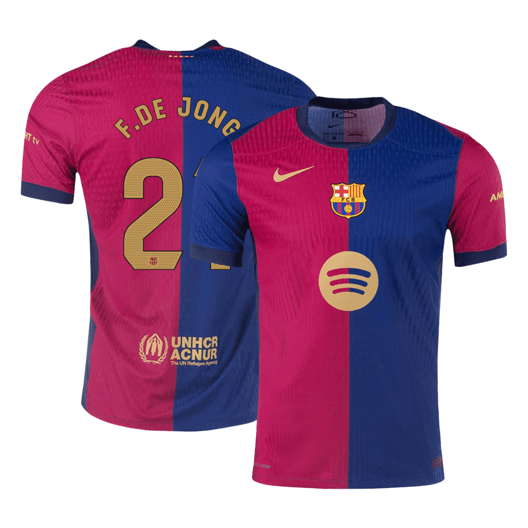 F.DE JONG #21 Barcelona Home Spotify Logo Without Text Match Jersey — Barcelona Home 2024/25
