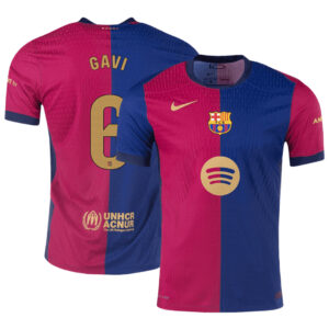 GAVI #6 Barcelona Home Spotify Logo Without Text Match Jersey - Cancha Kits