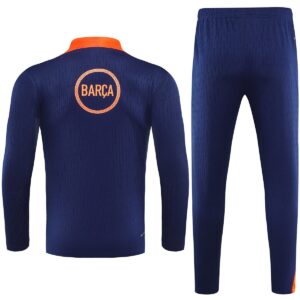 Kids Barcelona 1/4 Zipper Sweat Kit(Top+Pants) Navy&Orange 2025/26 - Cancha Kits