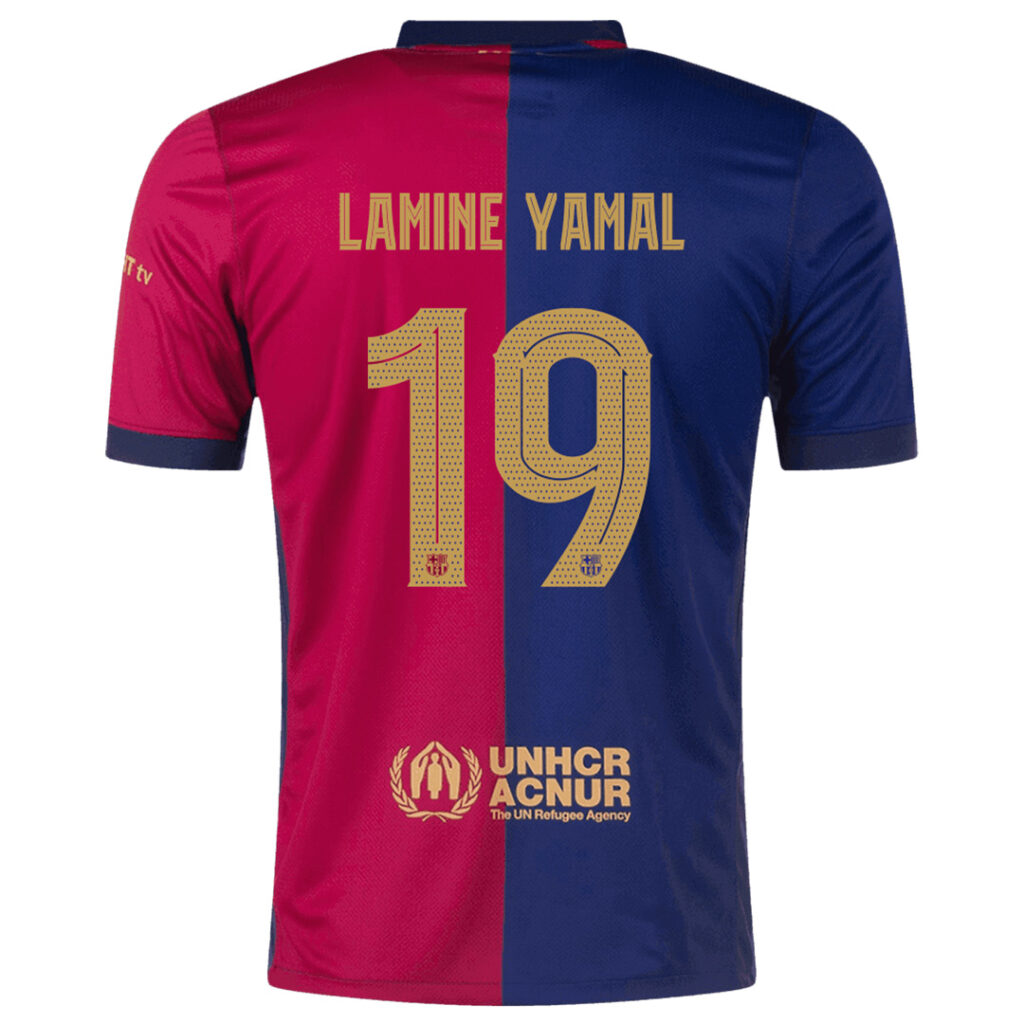 LAMINE YAMAL #19 Barcelona Home Jersey – UCL Font - Cancha Kits