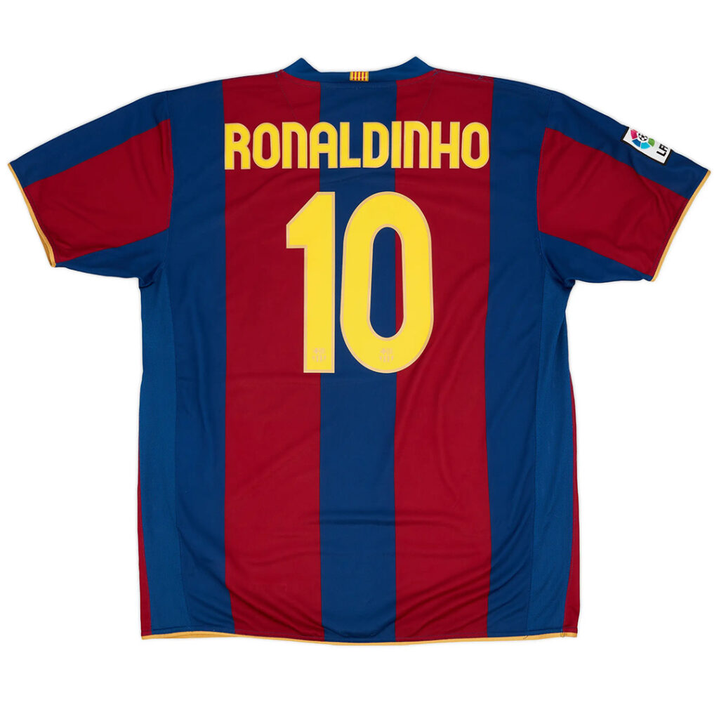 Ronaldinho #10 Retro Barcelona Home Jersey 50-Years Anniversary 2007/08 - Cancha Kits