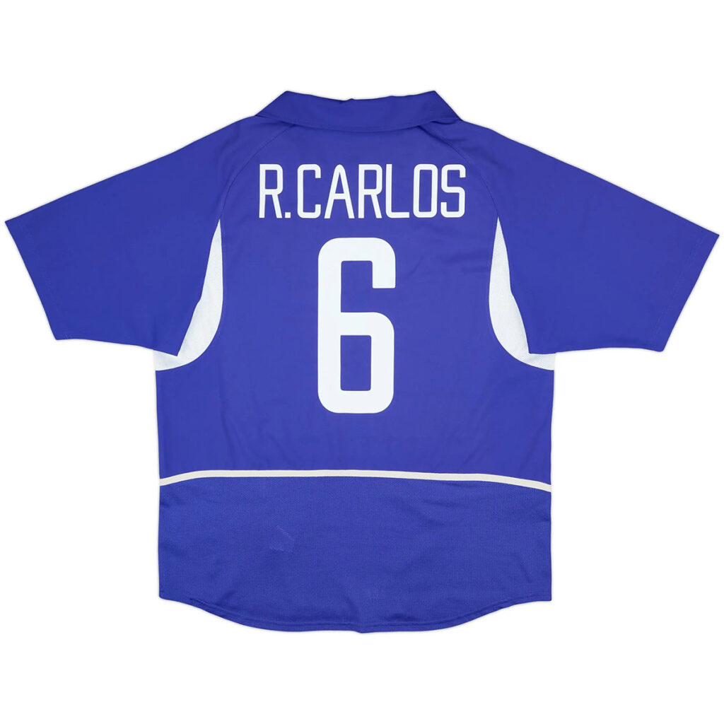 R.Carlos #6 Retro Brazil Away Jersey World Cup 2002 - Cancha Kits