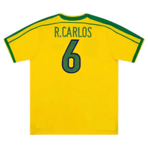 R.CARLOS #6 Retro Brazil Home Jersey World Cup 1998 - Cancha Kits