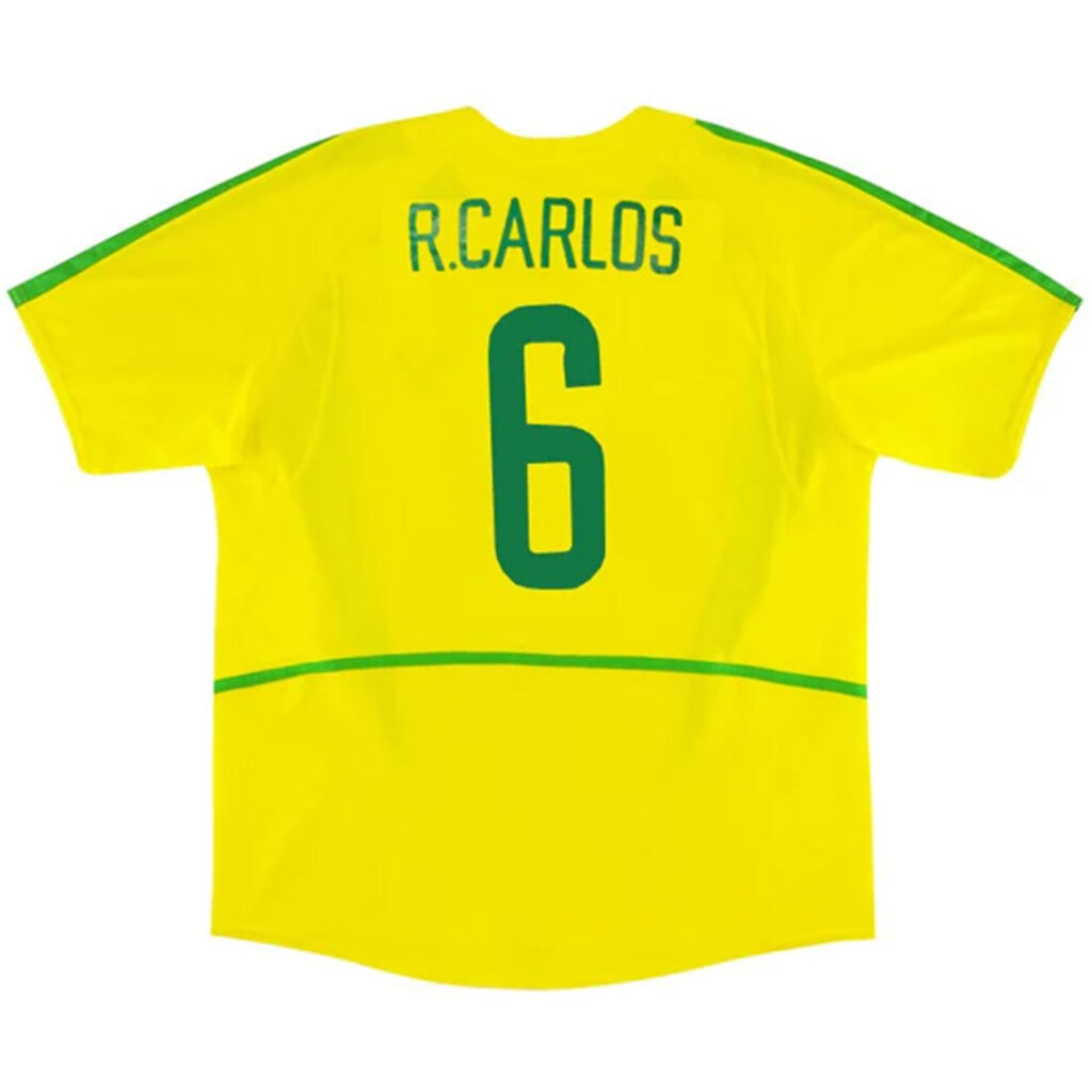 R.CARLOS #6 Retro Brazil Home Jersey World Cup 2002 - Cancha Kits
