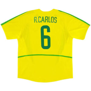 R.CARLOS #6 Retro Brazil Home Jersey World Cup 2002 - Cancha Kits