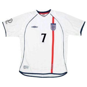 Beckham #7 Retro England Home Jersey World Cup 2002 - Cancha Kits