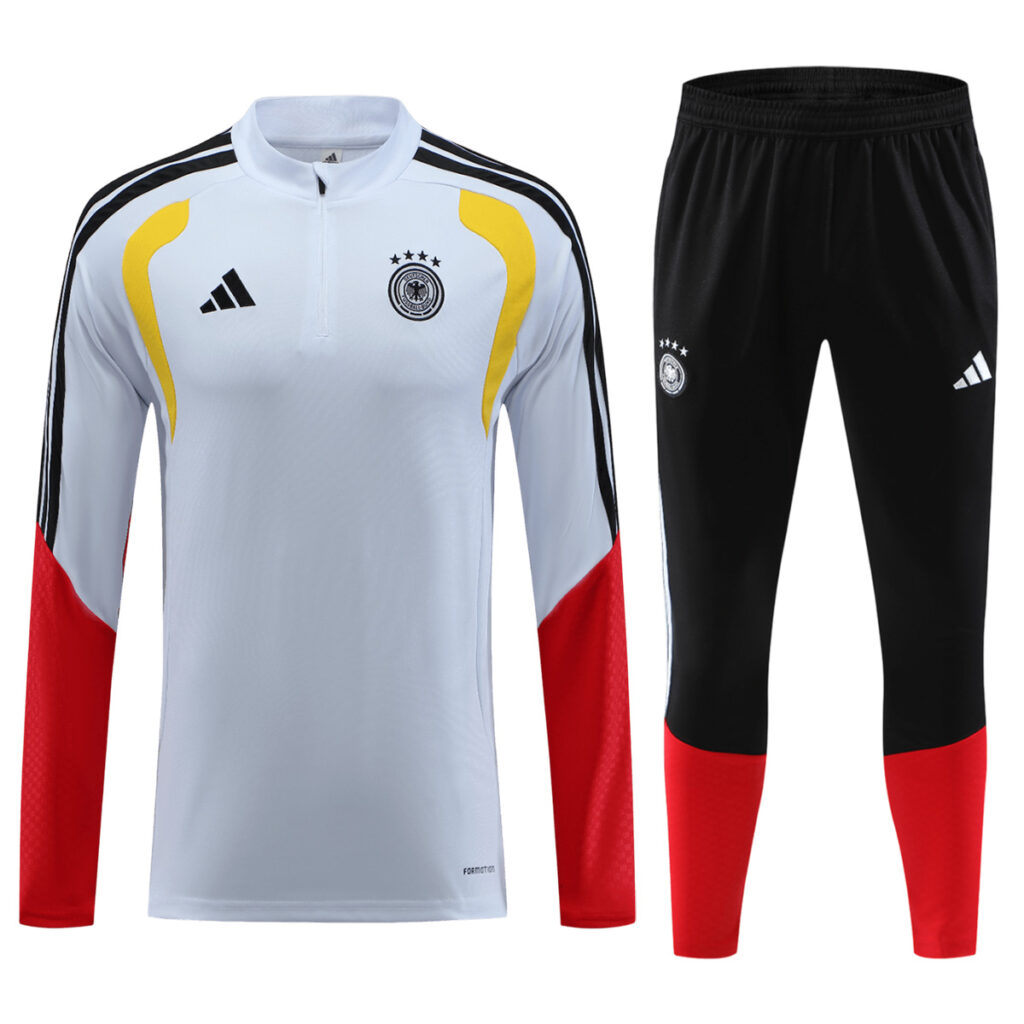 Kids Germany Zipper Sweatshirt Kit(Top+Pants) White 2026 - Cancha Kits