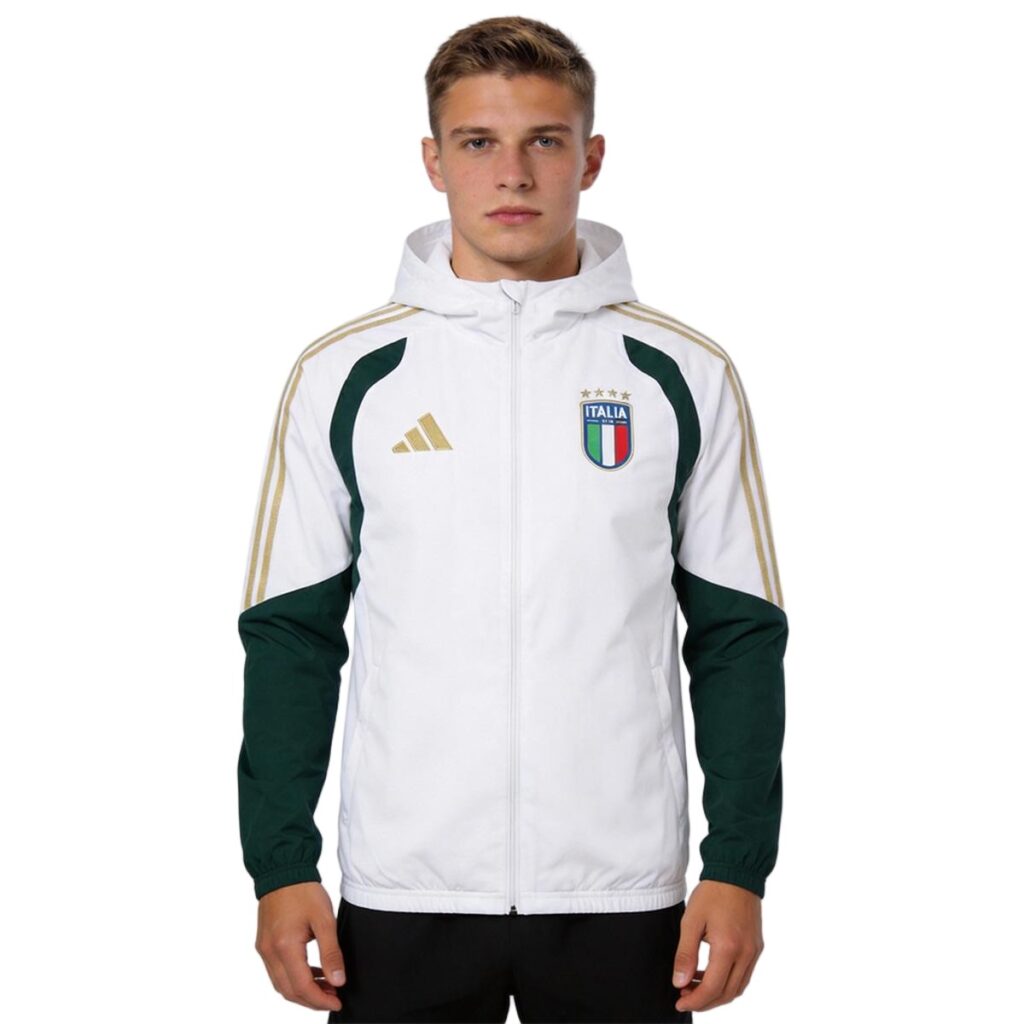 Italy Windbreaker Hoodie Jacket White 2026 - Cancha Kits
