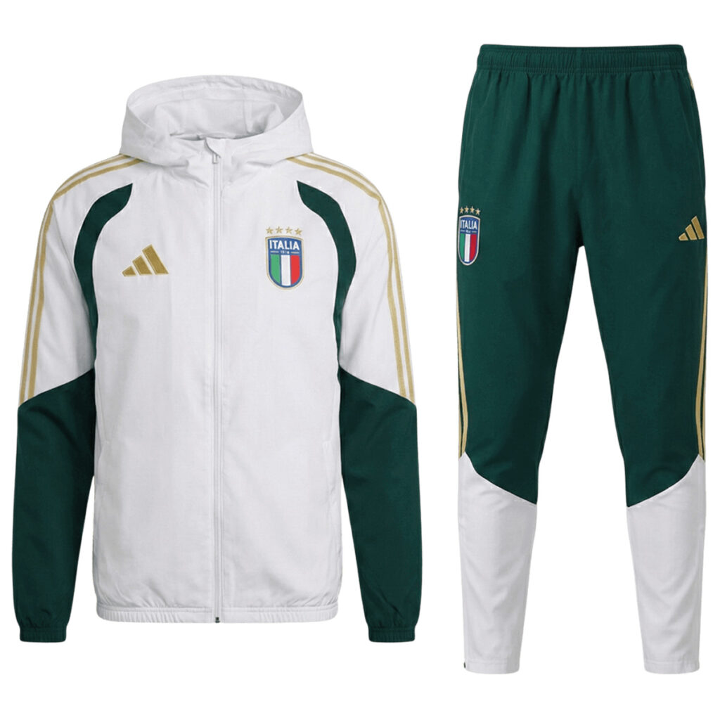 Italy Windbreaker Hoodie Kit(Top+Pants) White 2026 - Cancha Kits