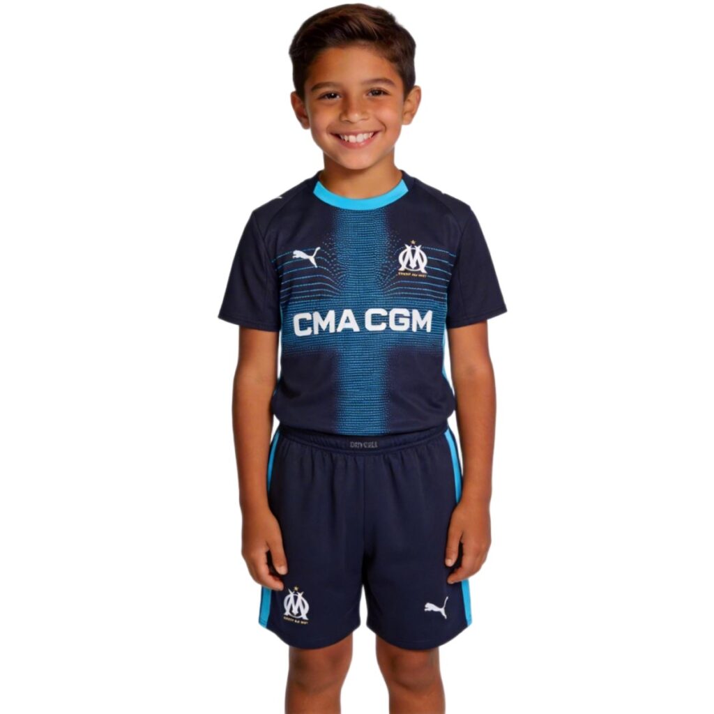 Kids Marseille Away Jersey Kit 2025/26 - Cancha Kits