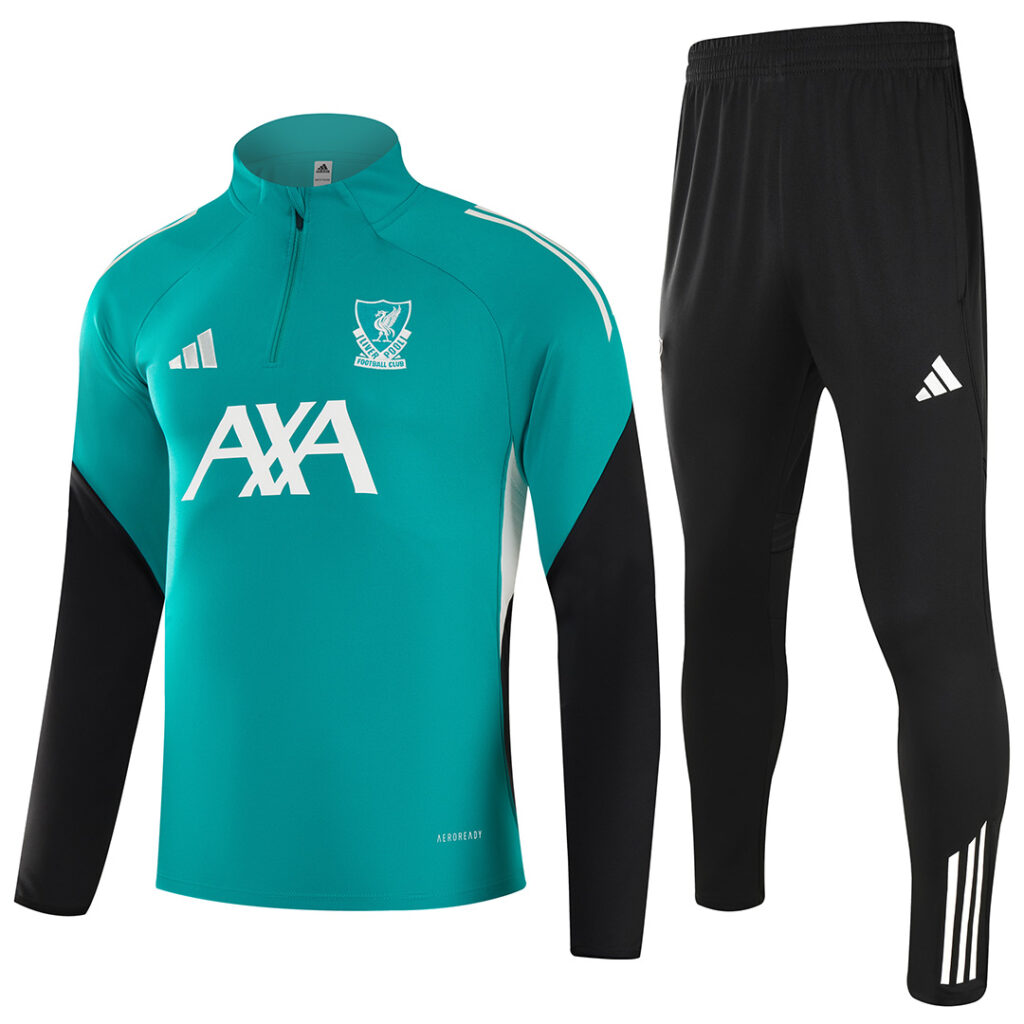 Kids Liverpool 1/4 Zipper Sweat Kit(Top+Pants) Green 2025/26 - Cancha Kits
