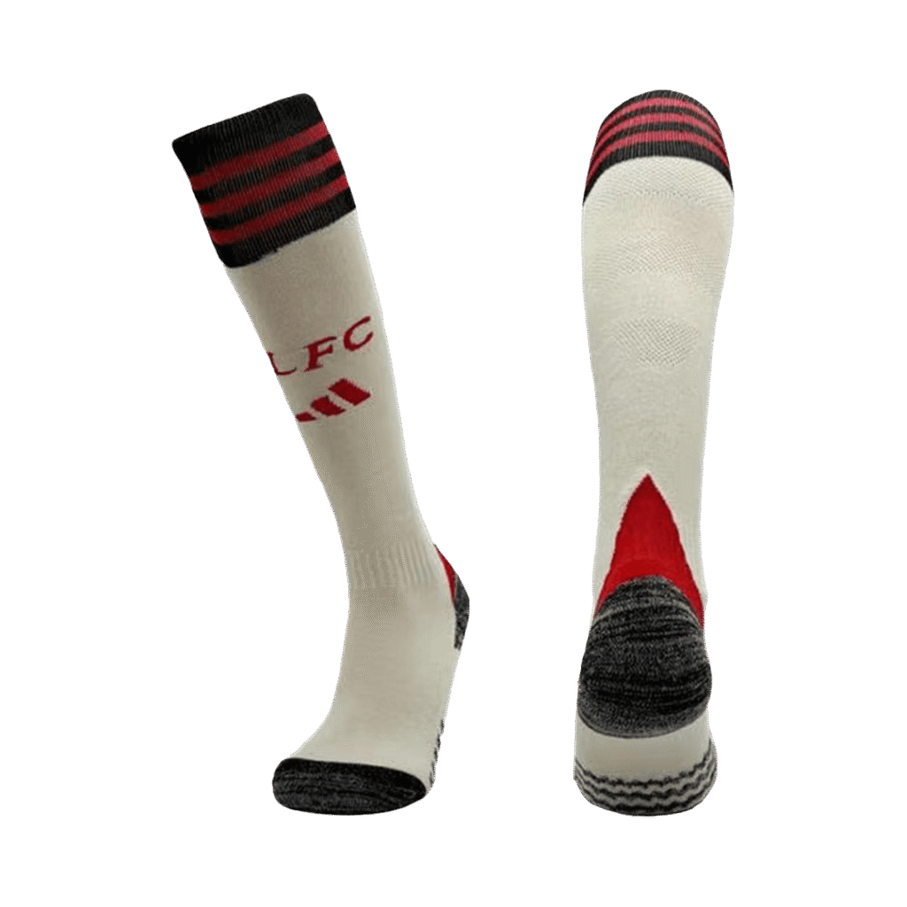 Kids Liverpool Away Soccer Socks – White 2025/26 - Cancha Kits