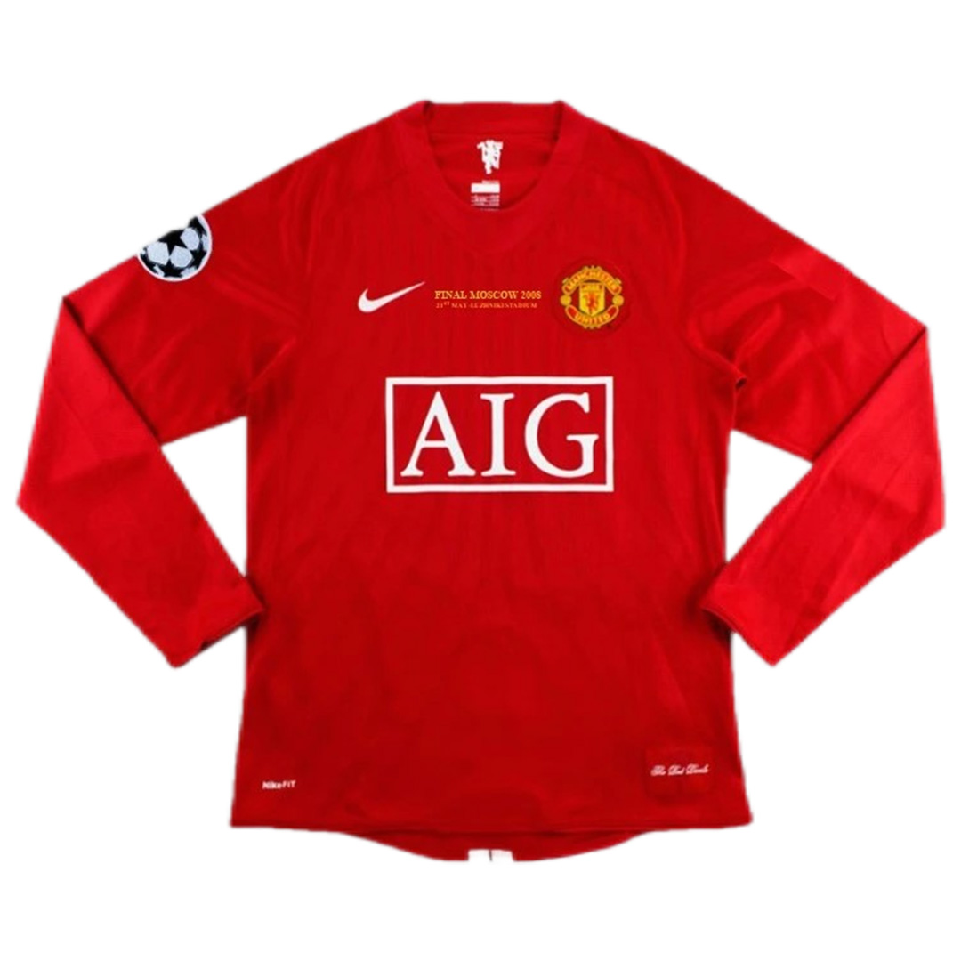 Retro Manchester United UCL Final Home Long Sleeve Jersey 2007/08 — Manchester United Home 2007/08