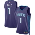 Unisex Charlotte Hornets LaMelo Ball #1 Purple Swingman Jersey – Statement Edition
