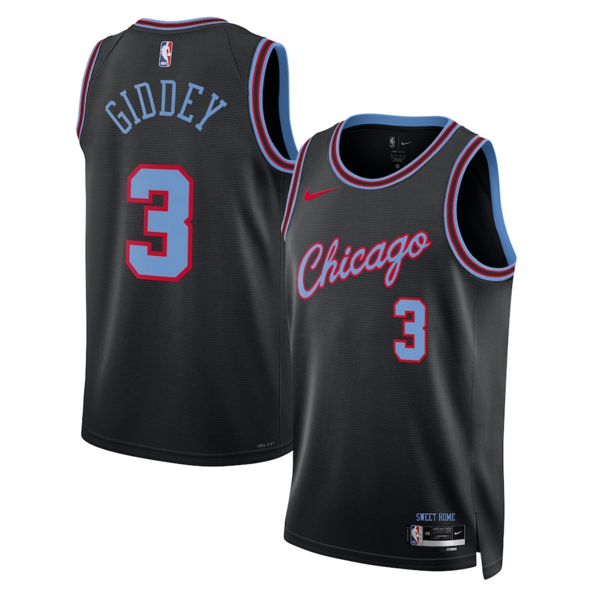 Unisex Chicago Bulls Josh Giddey #3 Black 2025/26 Swingman Jersey - City Edition — NBA Other 2025/26