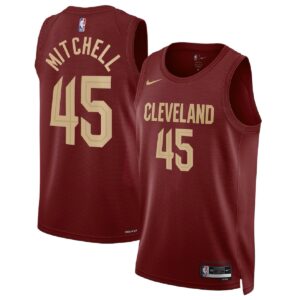 Unisex Cleveland Cavaliers Donovan Mitchell #45 Wine Swingman Jersey - Icon Edition - Cancha Kits