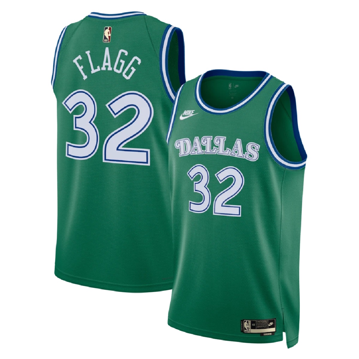 Unisex Dallas Mavericks Cooper Flagg #32 Green Swingman Jersey - Classic Edition — NBA Retro