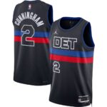 Unisex Detroit Pistons Cade Cunningham #2 Black Swingman Jersey – Statement Edition