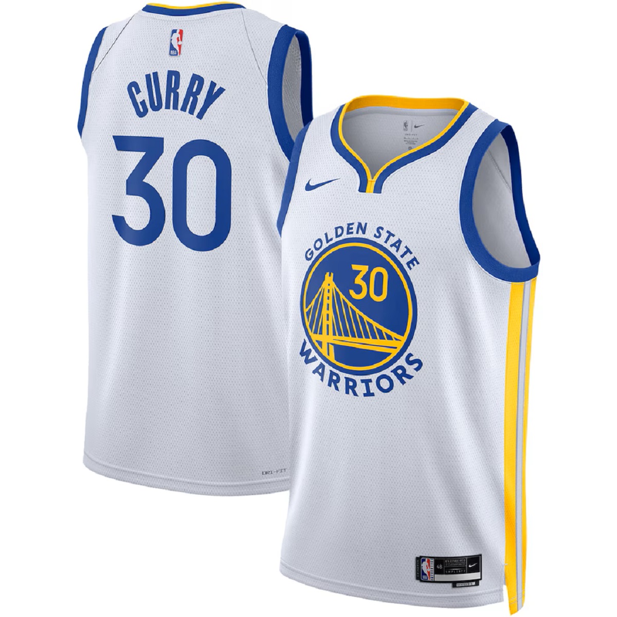 Unisex Golden State Warriors Stephen Curry #30 White Swingman Jersey - Association Edition