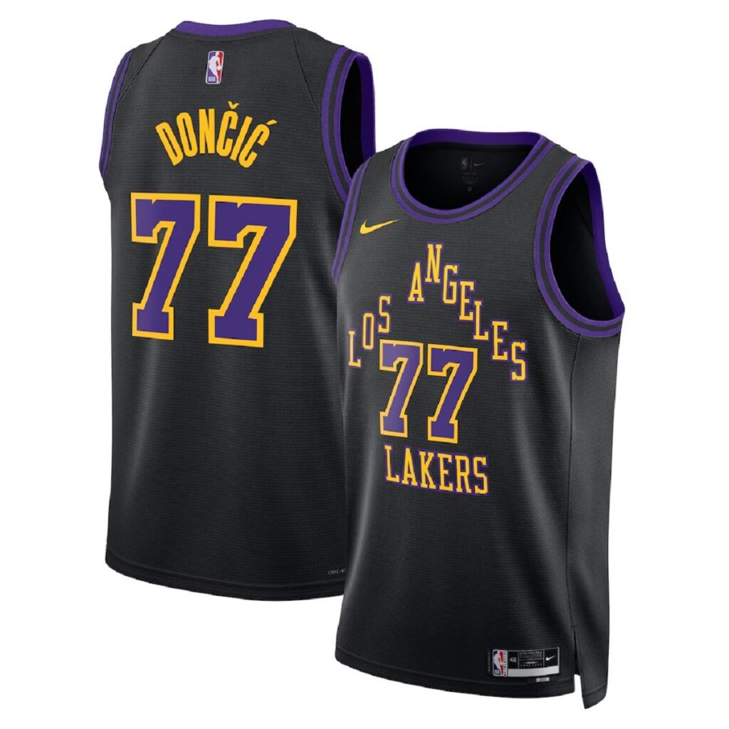 Unisex Los Angeles Lakers Luka Dončić #77 Black Swingman Jersey 2025/26 – City Edition - Cancha Kits